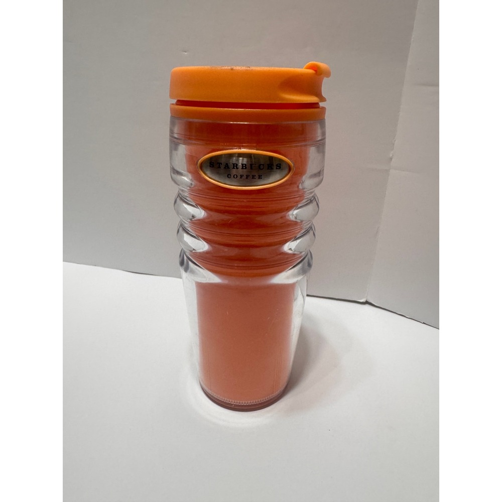 Starbucks Coffee Y2K Orange Double Wall Insulated Travel Tumbler Mug 16 oz